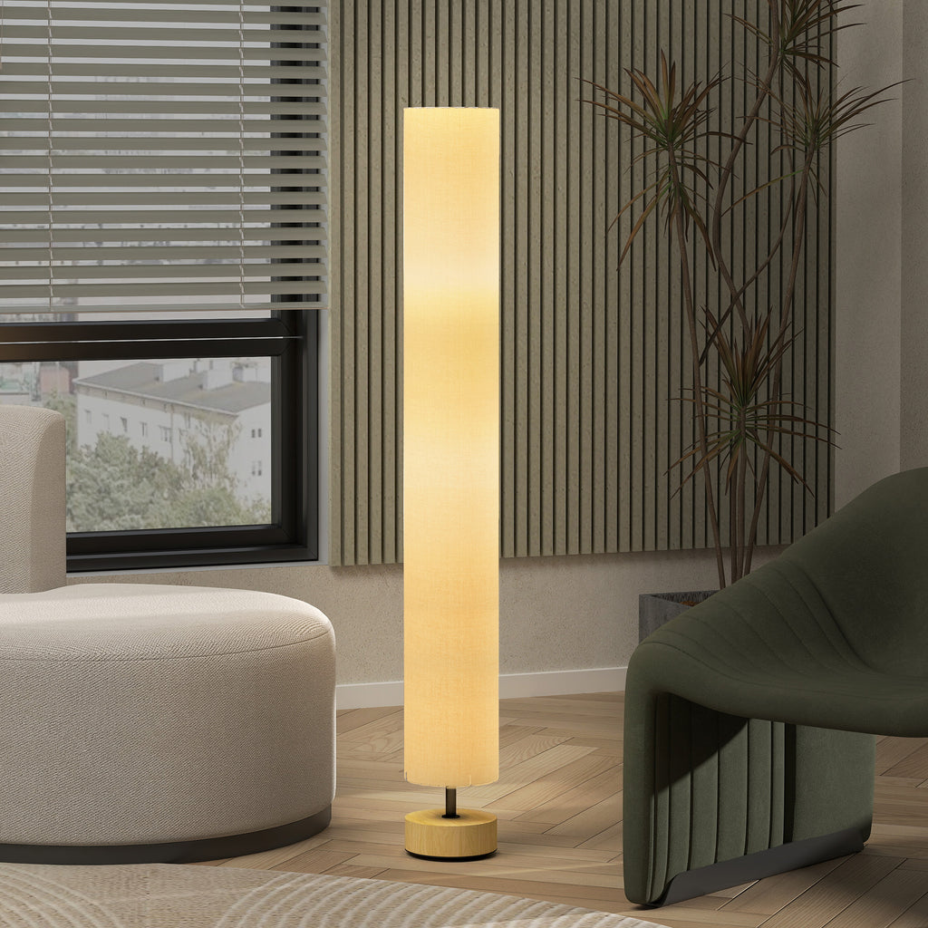 Lámpara de pie de lino beige con 2 luces E27, vista 9