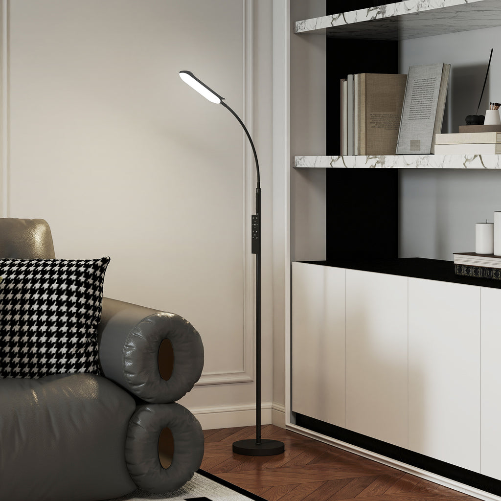 Lámpara de pie LED en un dormitorio