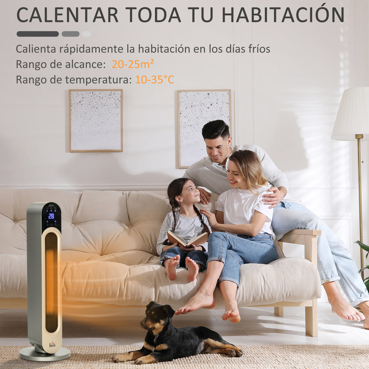 Oscilación de 45° para repartir el calor