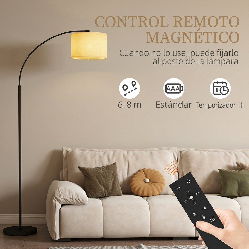 Lámpara de pie LED en arco negra, vista 6