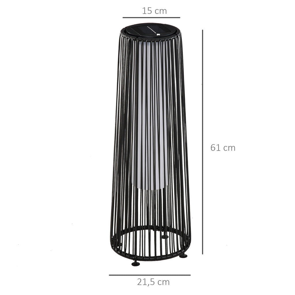 Medidas de la lámpara solar: Ø 21,5 cm y 61 cm de alto