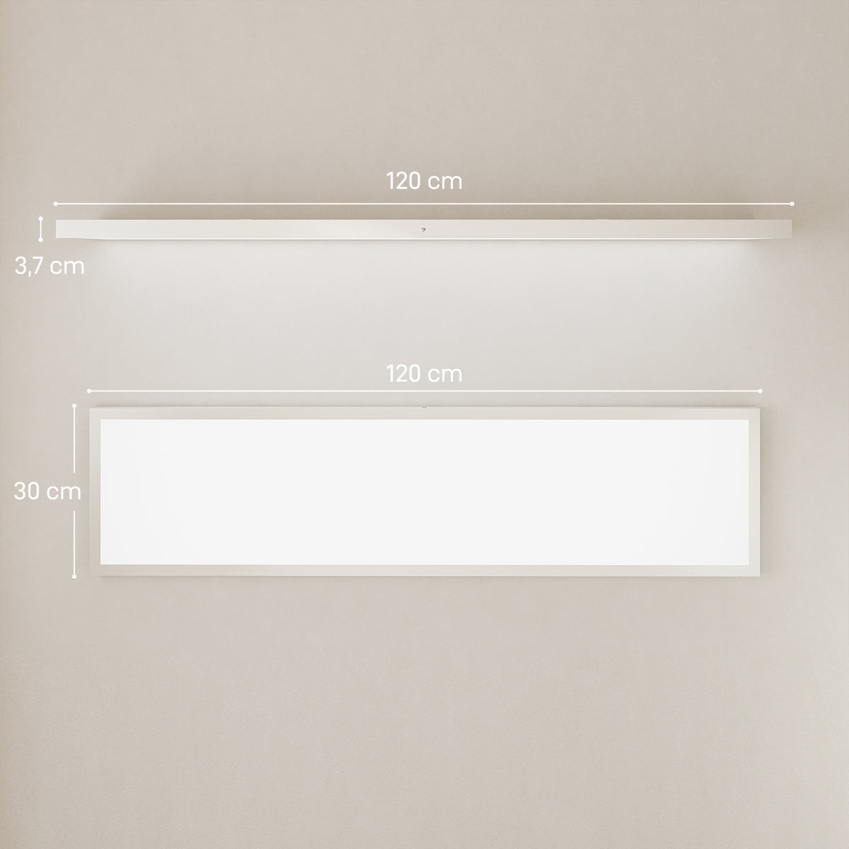 Medidas del plafón LED: 120 × 30 × 3,7 cm