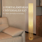 Lámpara de pie de lino gris con 2 luces E27, vista 4