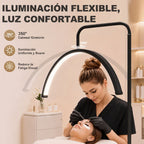 Lámpara de pie LED negra con cabeza en media luna, vista 4