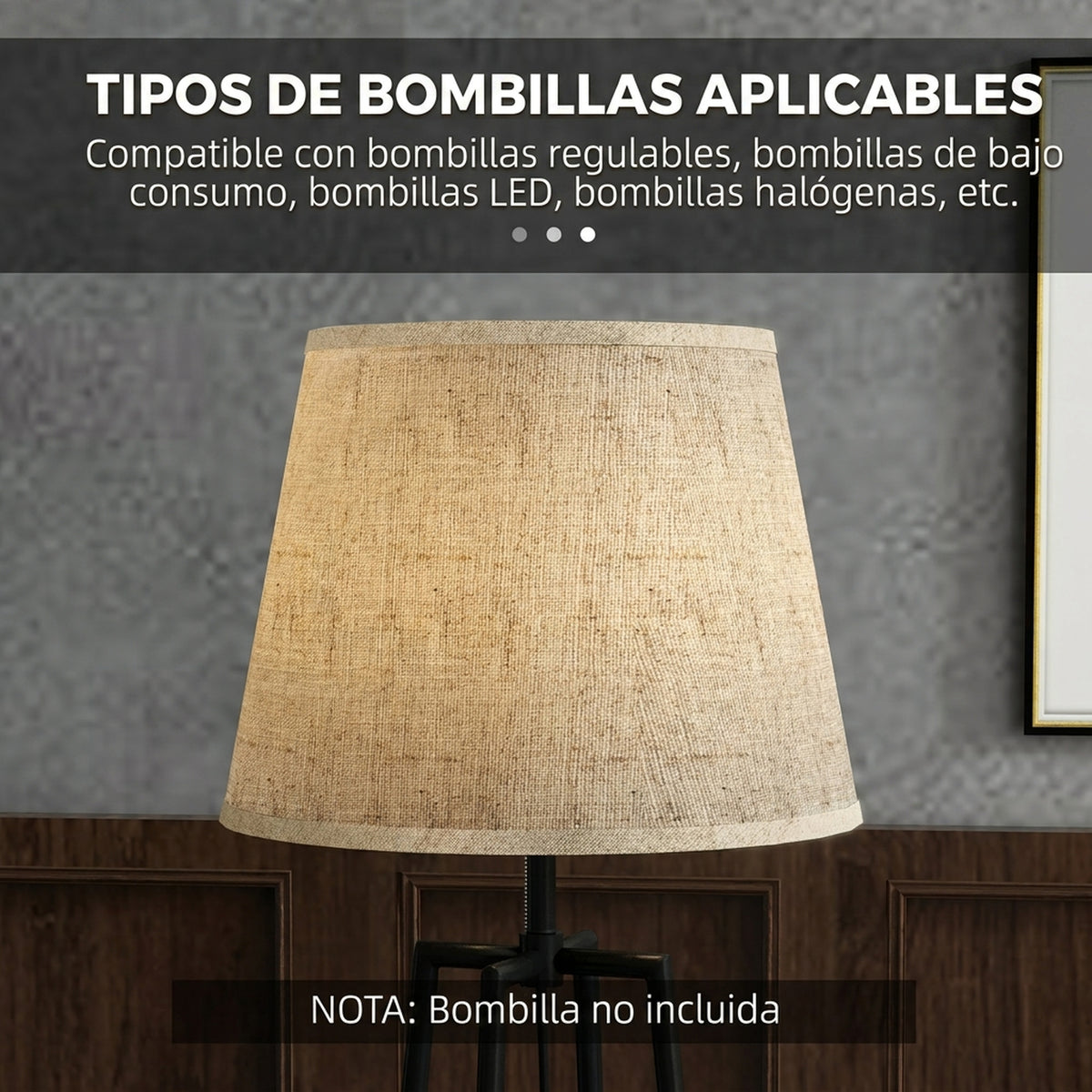 Lámpara de pie con 2 estantes y pantalla de tela, vista 7