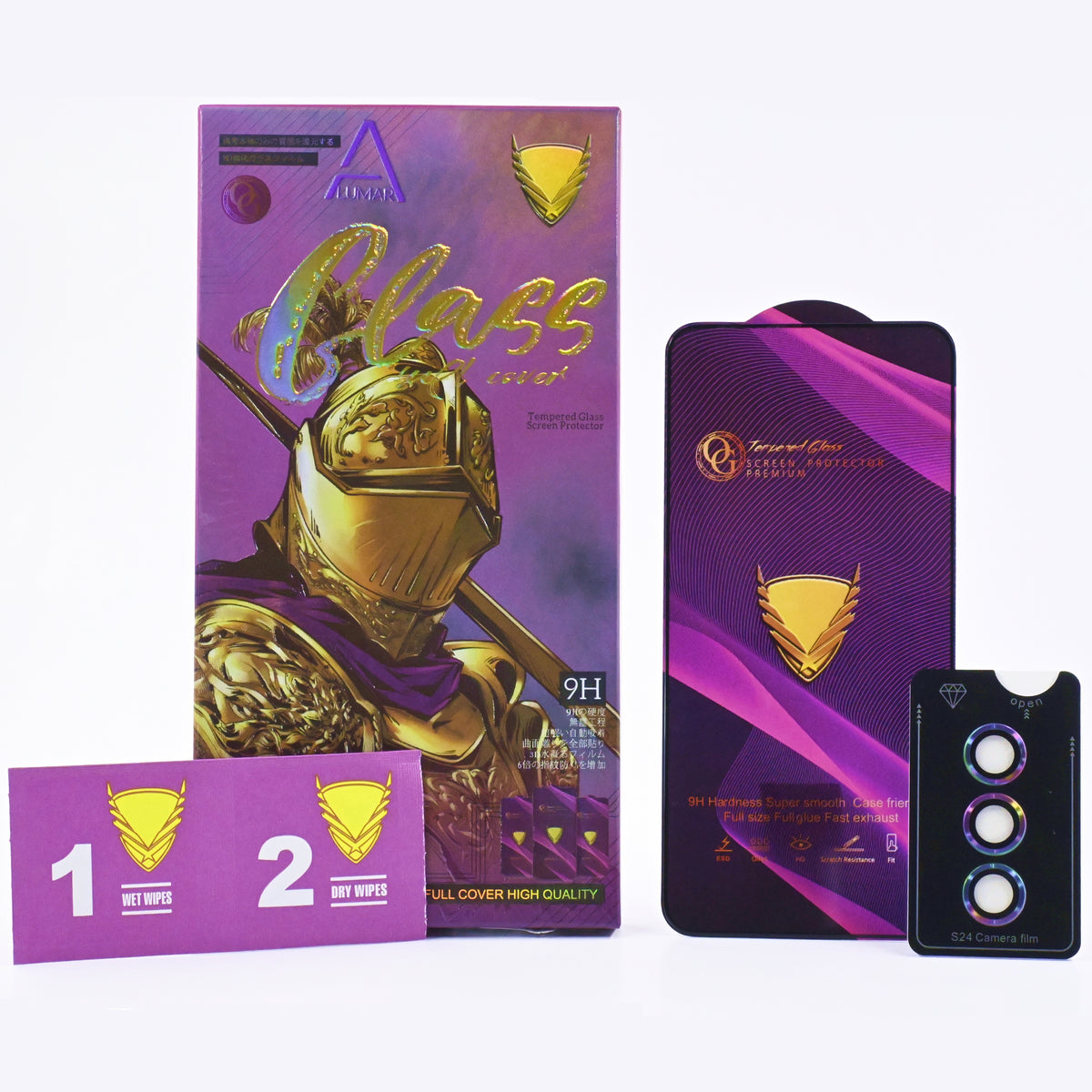 Set protector de pantalla y cámara ALUMAR de cristal templado 9H para Samsung Galaxy S24