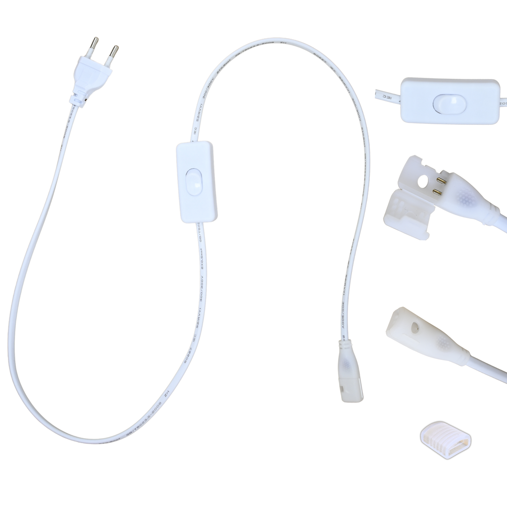 Portada del adaptador de conexión 220V para tira LED COB ALUMAR, modelo con interruptor