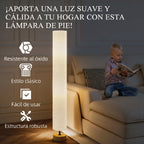 Lámpara de pie de lino gris con 2 luces E27, vista 6