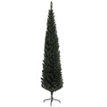 Abeto de Navidad artificial estrecho de 195 cm con base de acero, vista frontal sobre fondo blanco