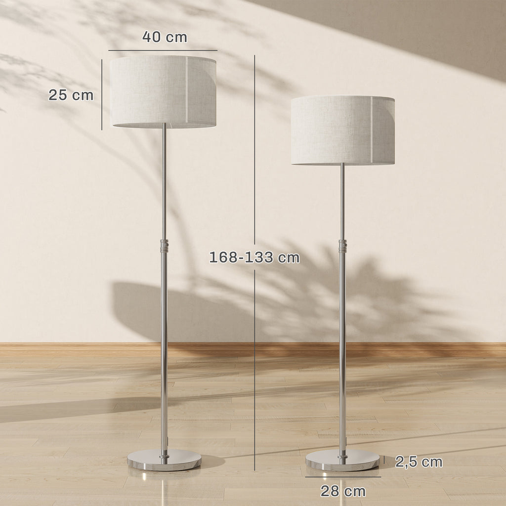 Medidas de la lámpara de pie: altura regulable de 133 a 168 cm, pantalla de 40 por 25 cm y base de 28 cm