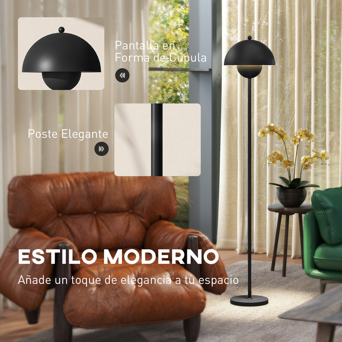 Estilo moderno de la lámpara de pie con pantalla de cuenco
