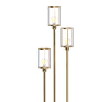Lámpara de pie dorada de 3 luces con repisa de vidrio, vista 6