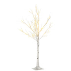 Árbol de abedul luminoso de 120 cm con luces cálidas, vista completa sobre fondo blanco