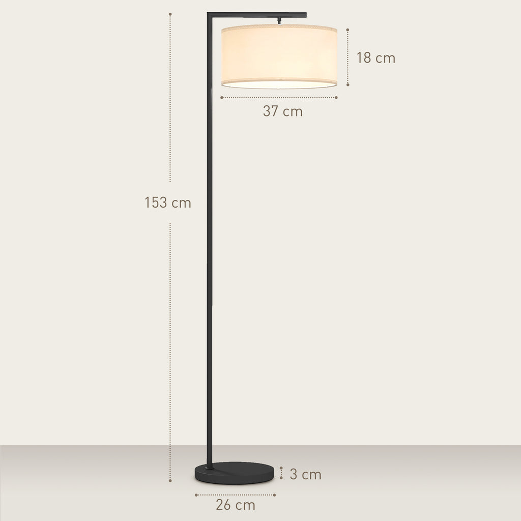 Medidas de la lámpara de pie: 153 cm de alto, pantalla de 37 por 18 cm y base de 26 cm