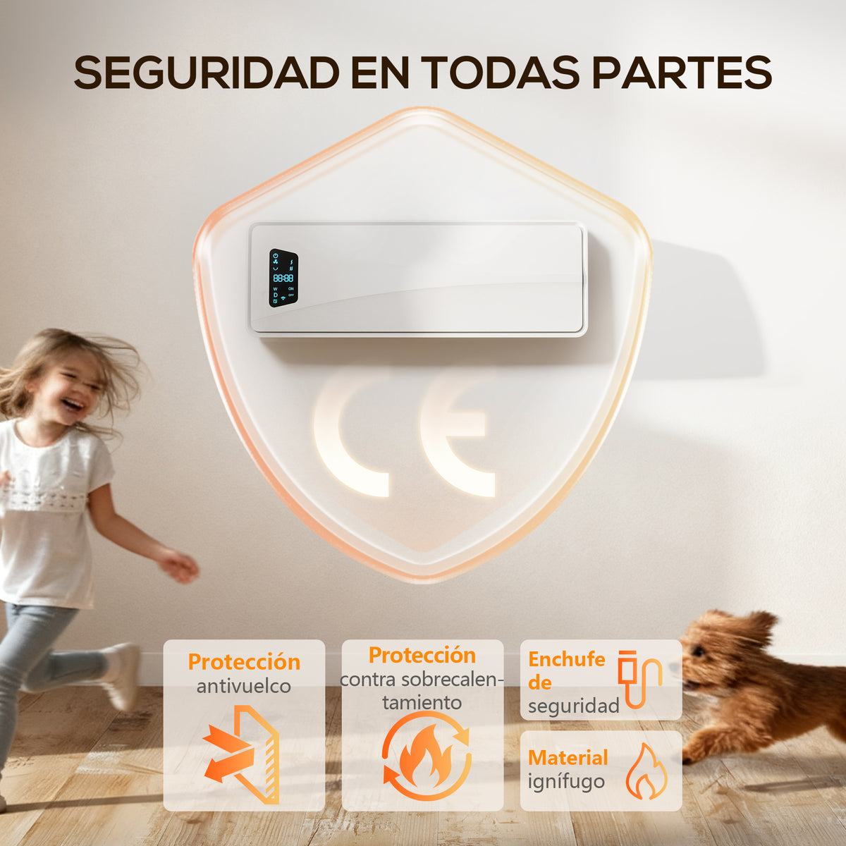 Calefactor de pared en un dormitorio