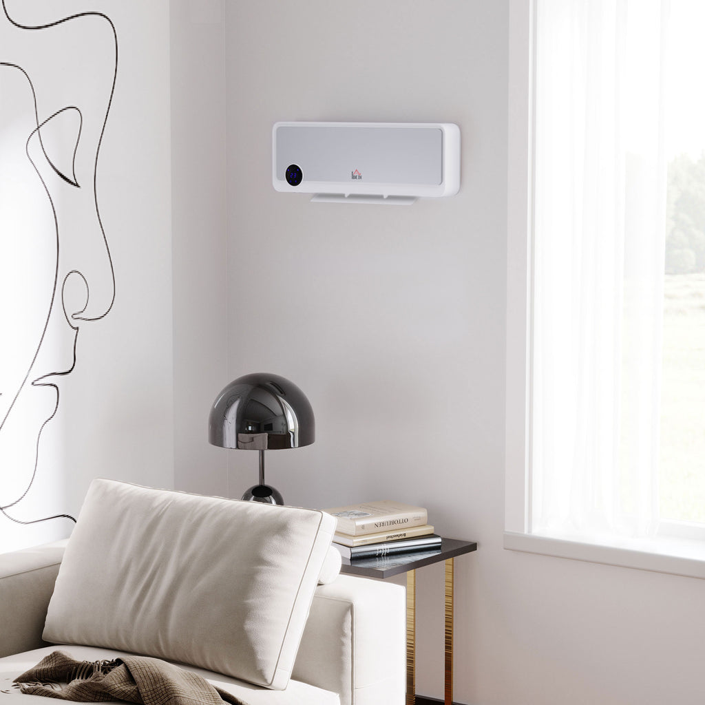 Calefactor de pared blanco en un dormitorio