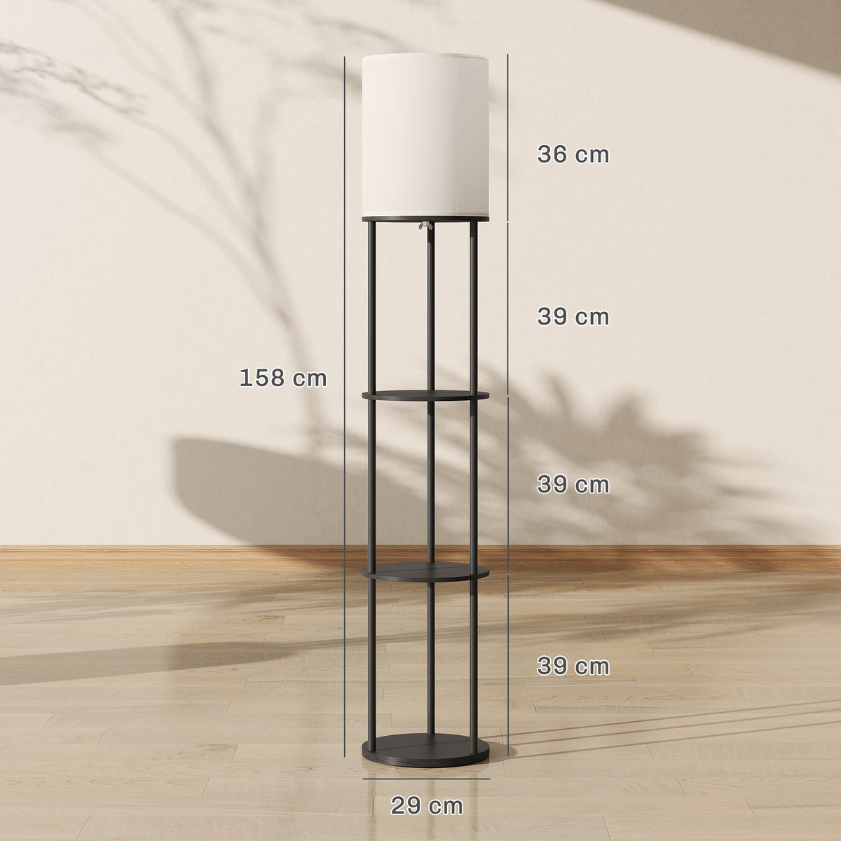 Medidas de la lámpara de pie: Ø 29 cm y 158 cm de alto