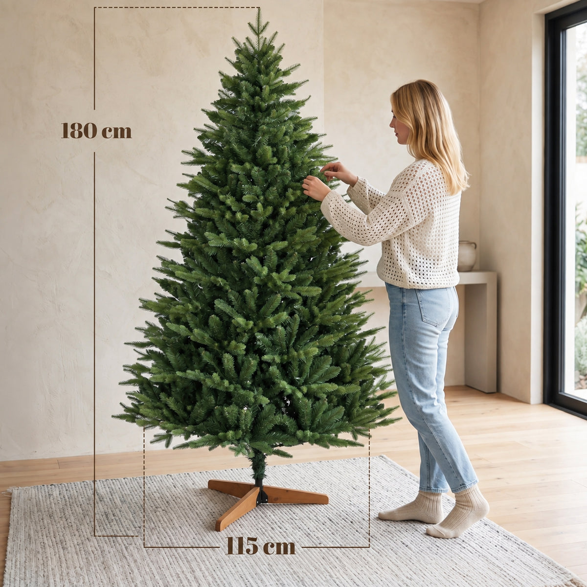 Medidas del árbol: 180 cm de alto y 115 cm de ancho