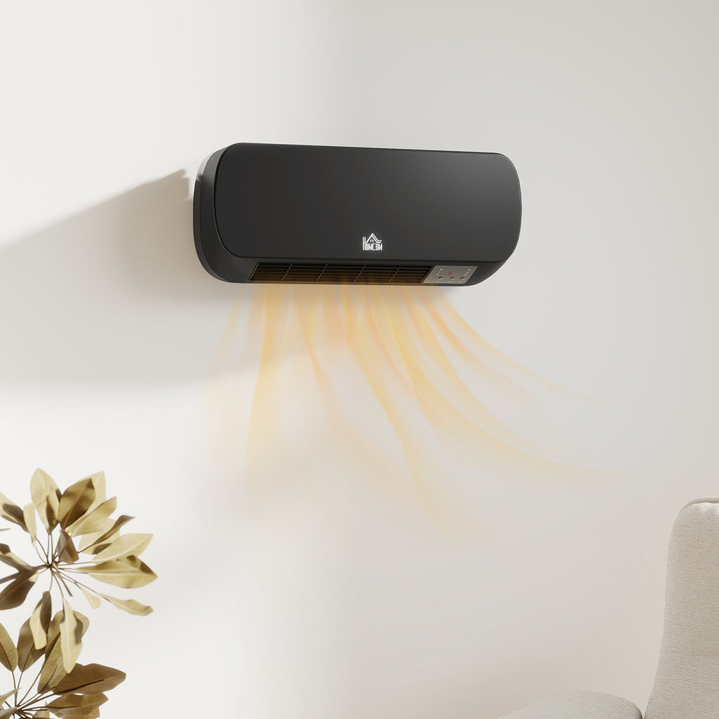 Calefactor de pared negro en un baño