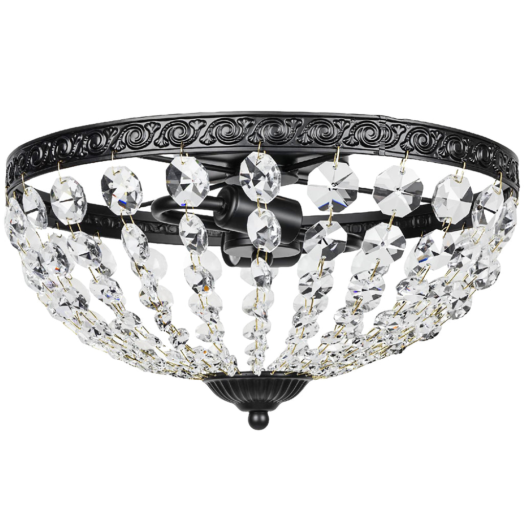 Plafón de techo vintage de cristal negro sobre fondo blanco