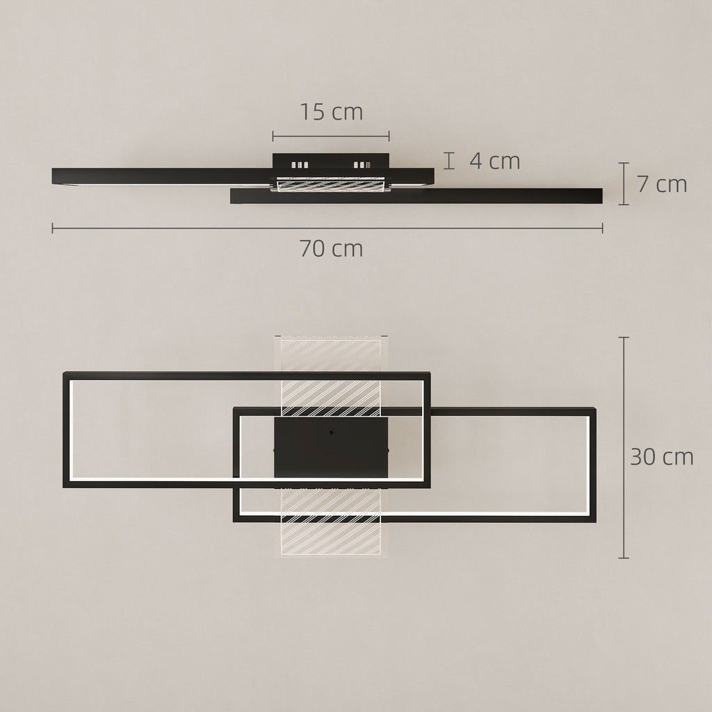 Medidas de la lámpara de techo: 70 cm de largo, 30 cm de ancho, 7 cm de alto y base de 15 cm