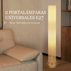 Lámpara de pie de lino beige con 2 luces E27, vista 4
