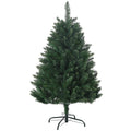 Abeto de Navidad artificial verde de 120 cm con soporte de cruz de acero, vista frontal sobre fondo blanco