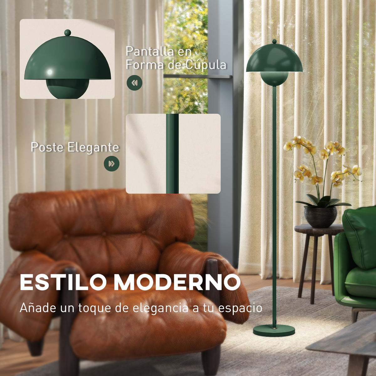Estilo moderno de la lámpara de pie con pantalla de cuenco