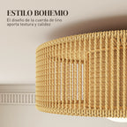 Detalle de la pantalla de cuerda de lino de estilo bohemio