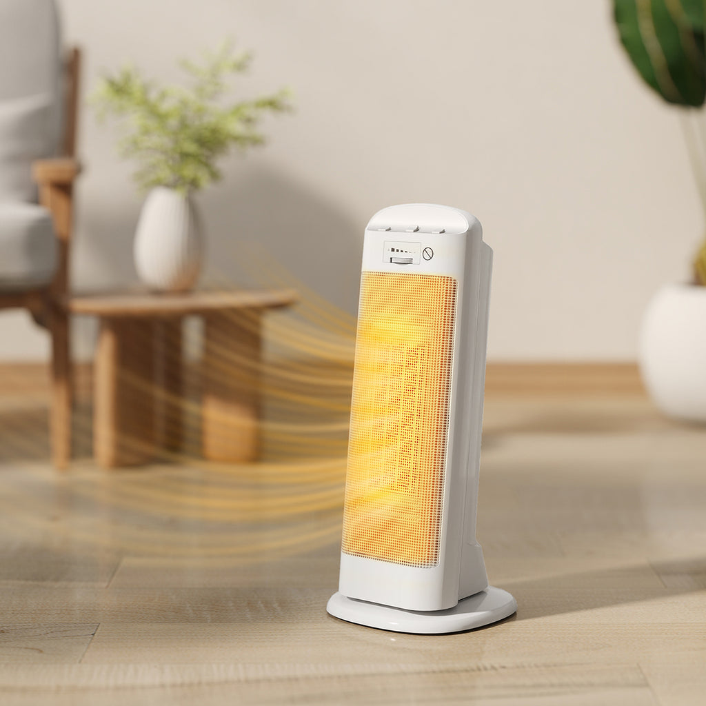 Calefactor eléctrico en un dormitorio
