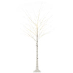Árbol de abedul luminoso de 180 cm con luces cálidas, vista completa sobre fondo blanco