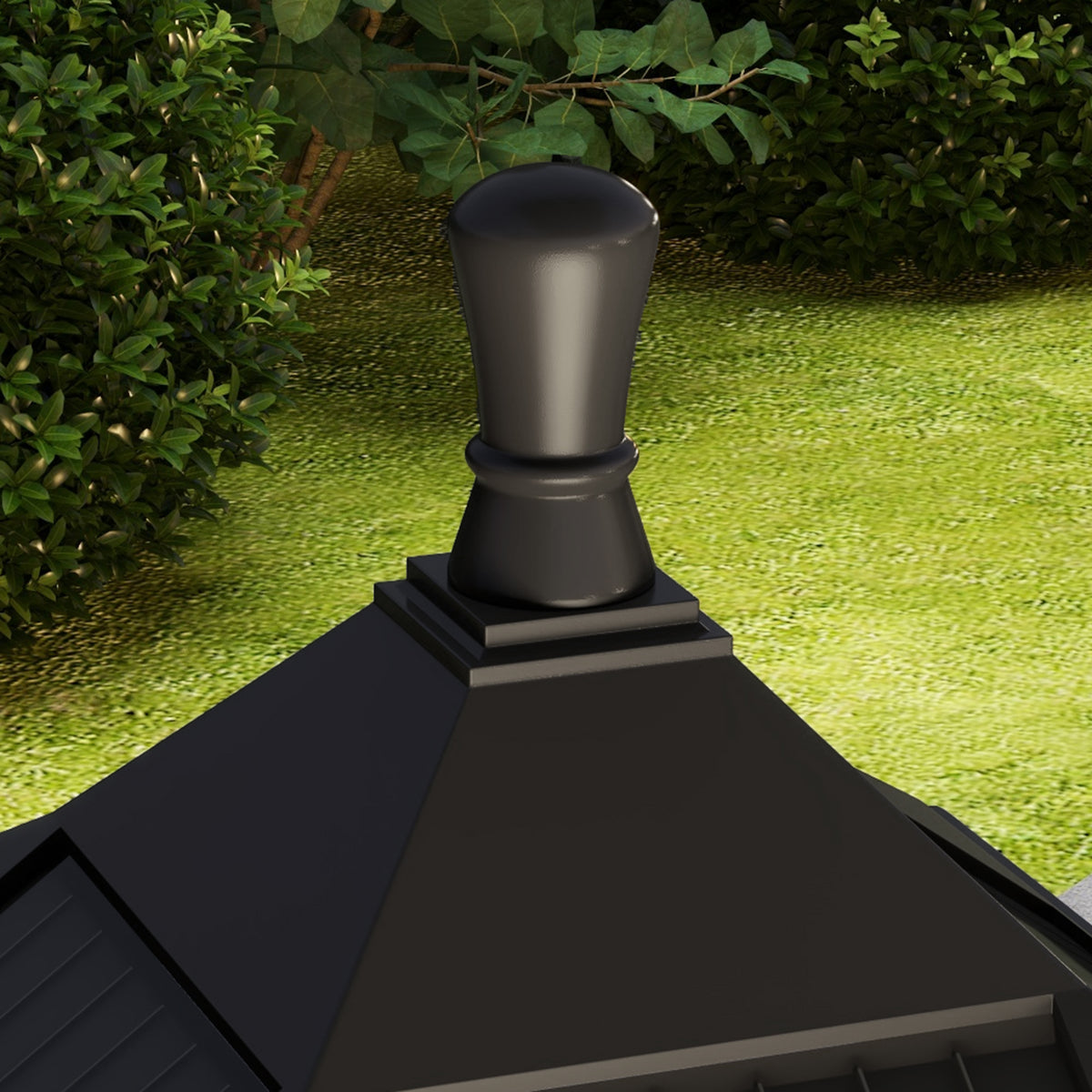 Farol solar en un jardín