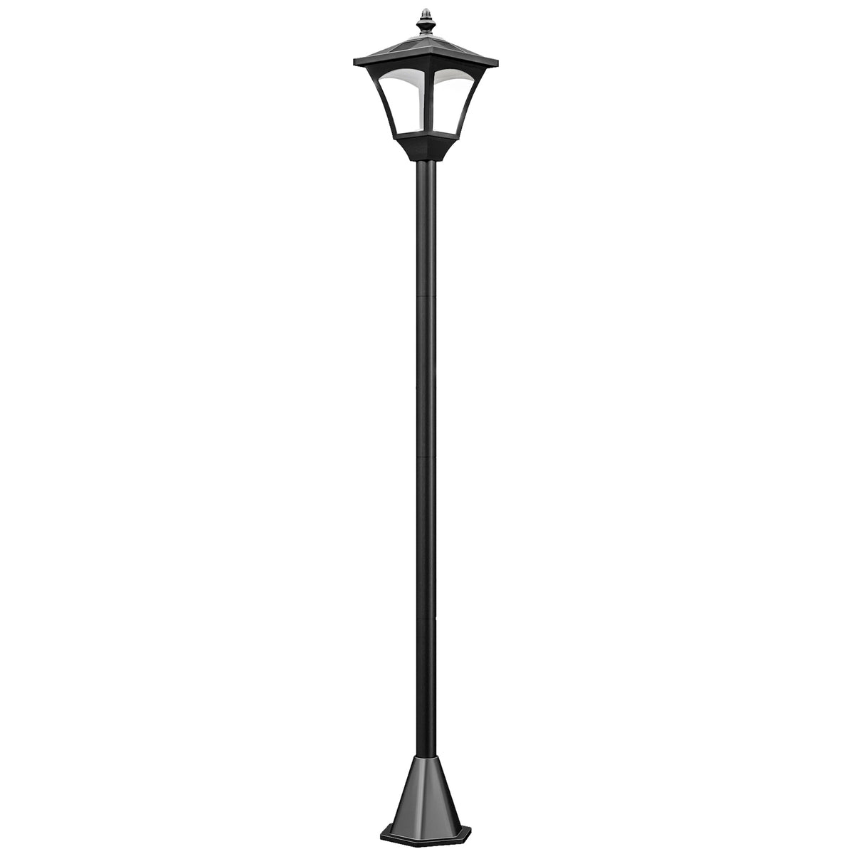 Farol solar junto a una piscina