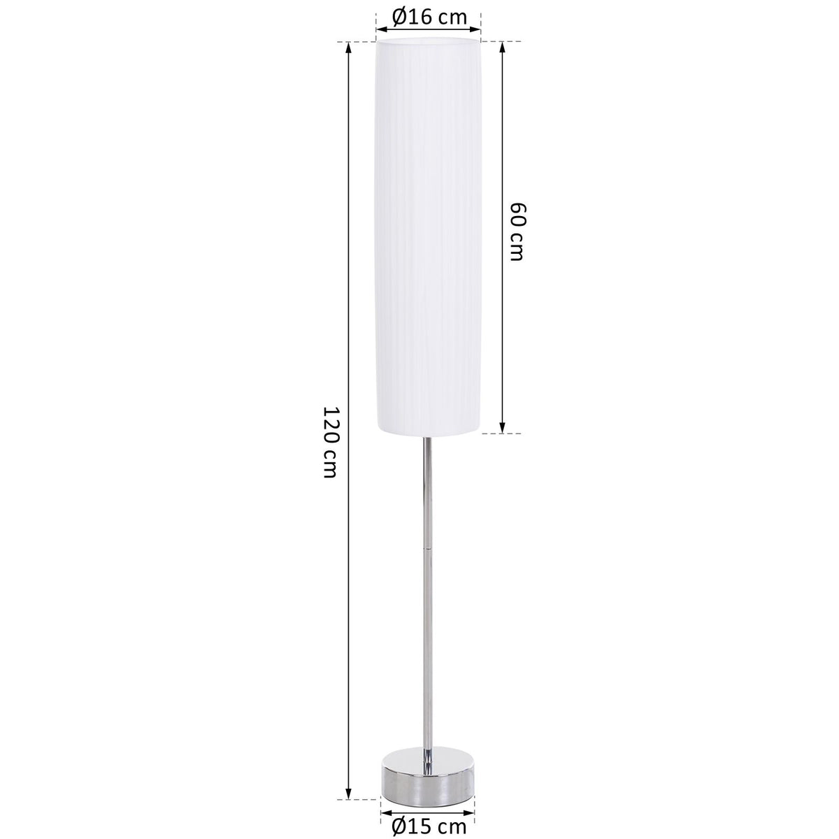 Lámpara de pie blanca con pantalla corta, vista 3