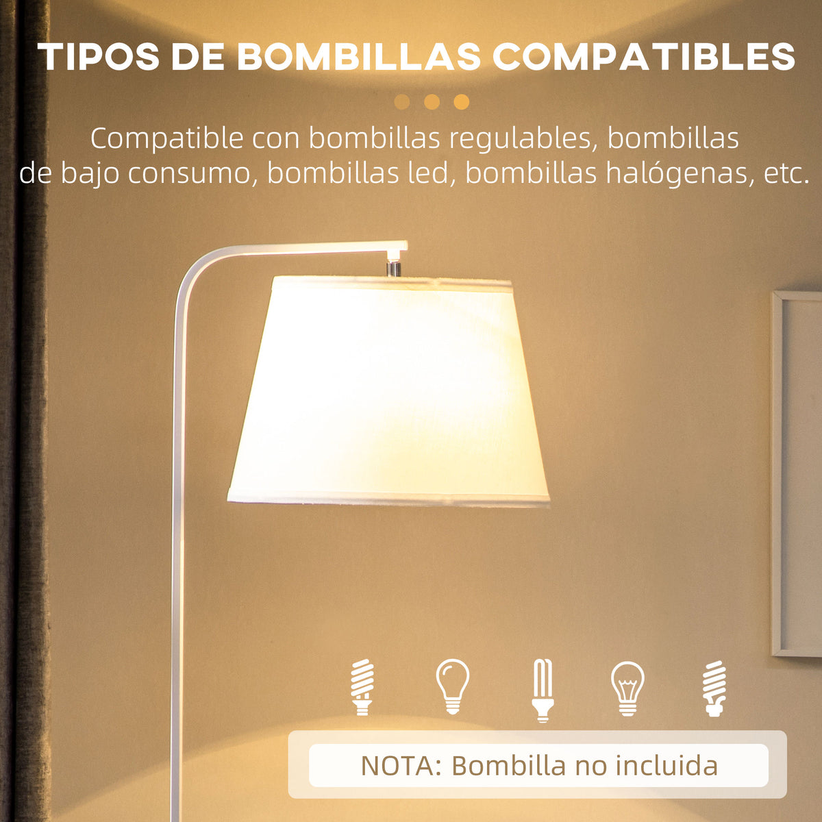 Lámpara de pie con mesita de bambú, vista 7