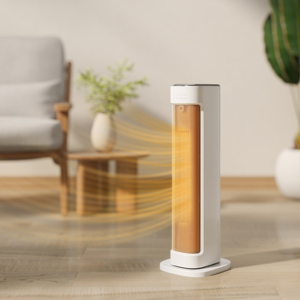 Calefactor eléctrico en un dormitorio