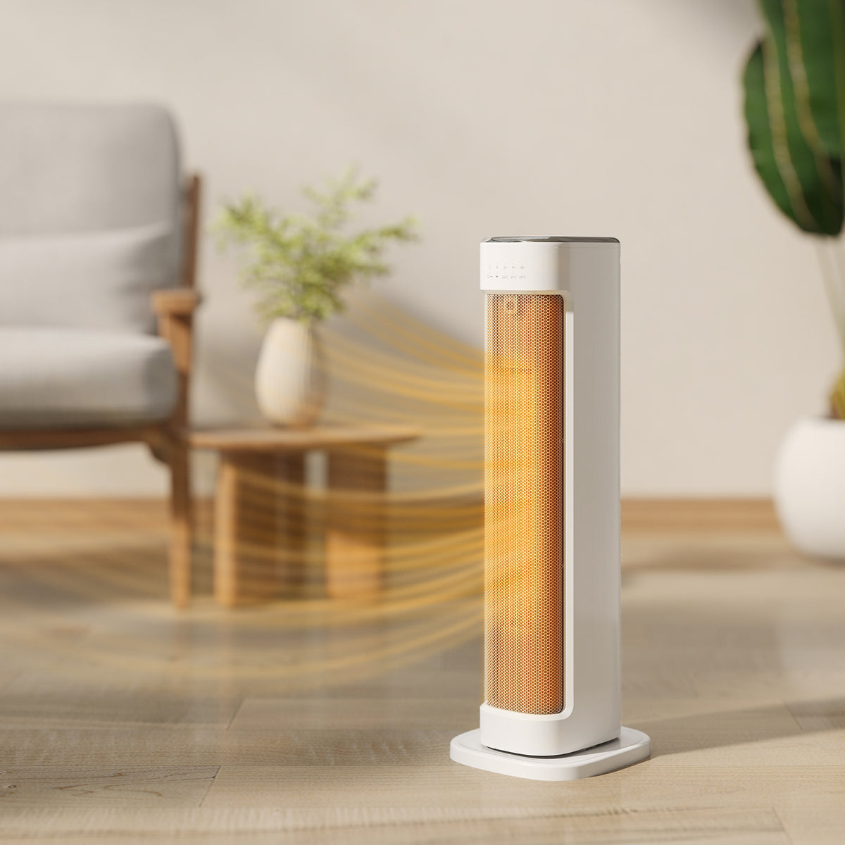 Calefactor eléctrico en un dormitorio