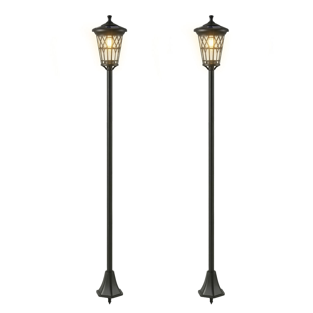Set de 2 farolas solares negras, vista frontal