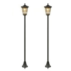 Set de 2 farolas solares negras, vista frontal