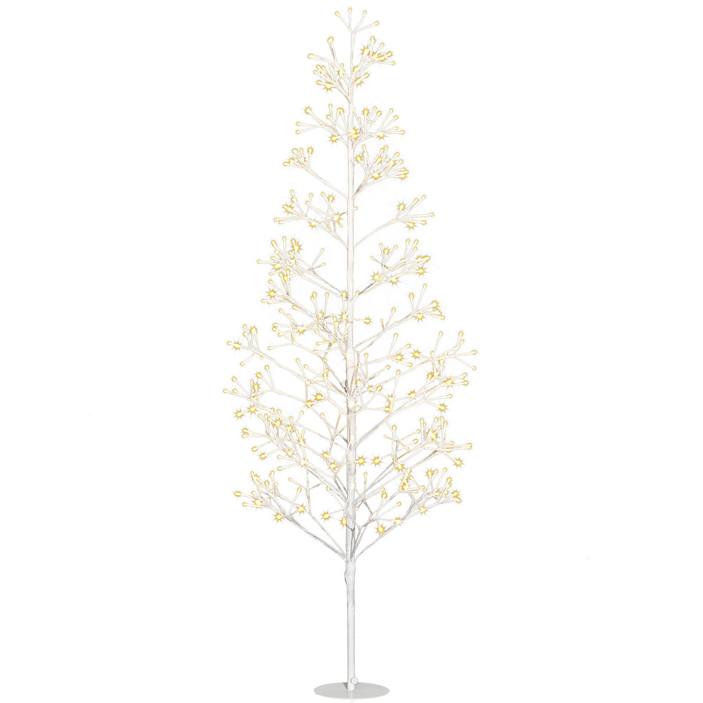 Árbol de Navidad blanco de 180 cm con 384 luces LED sobre fondo blanco