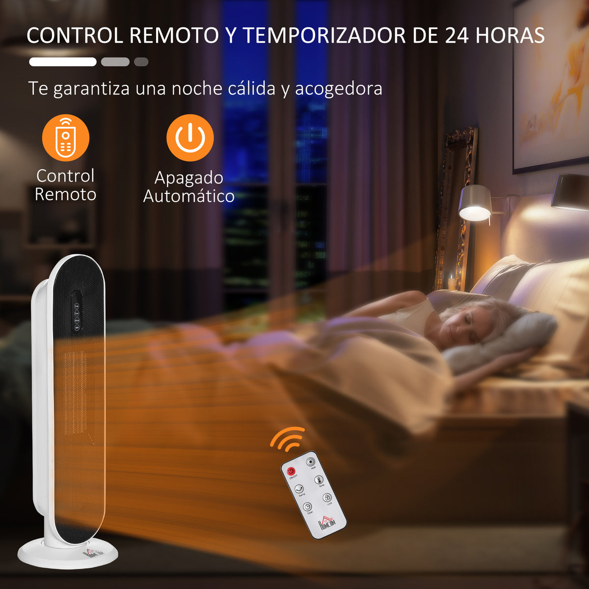 Calefactor de torre en un salón