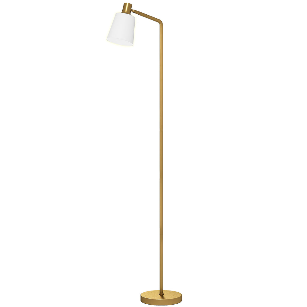 Lámpara de pie LED blanca y dorada con pantalla giratoria y 3 tonos de luz