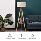 Lámpara de pie trípode con pantalla beige, vista 5