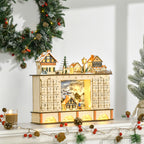 Calendario de Adviento pueblo navideño con 15 luces LED encendidas