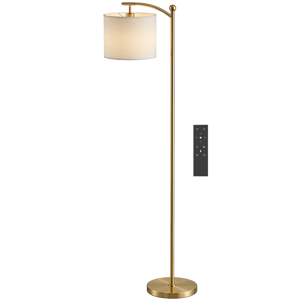 Lámpara de pie LED dorada, vista frontal