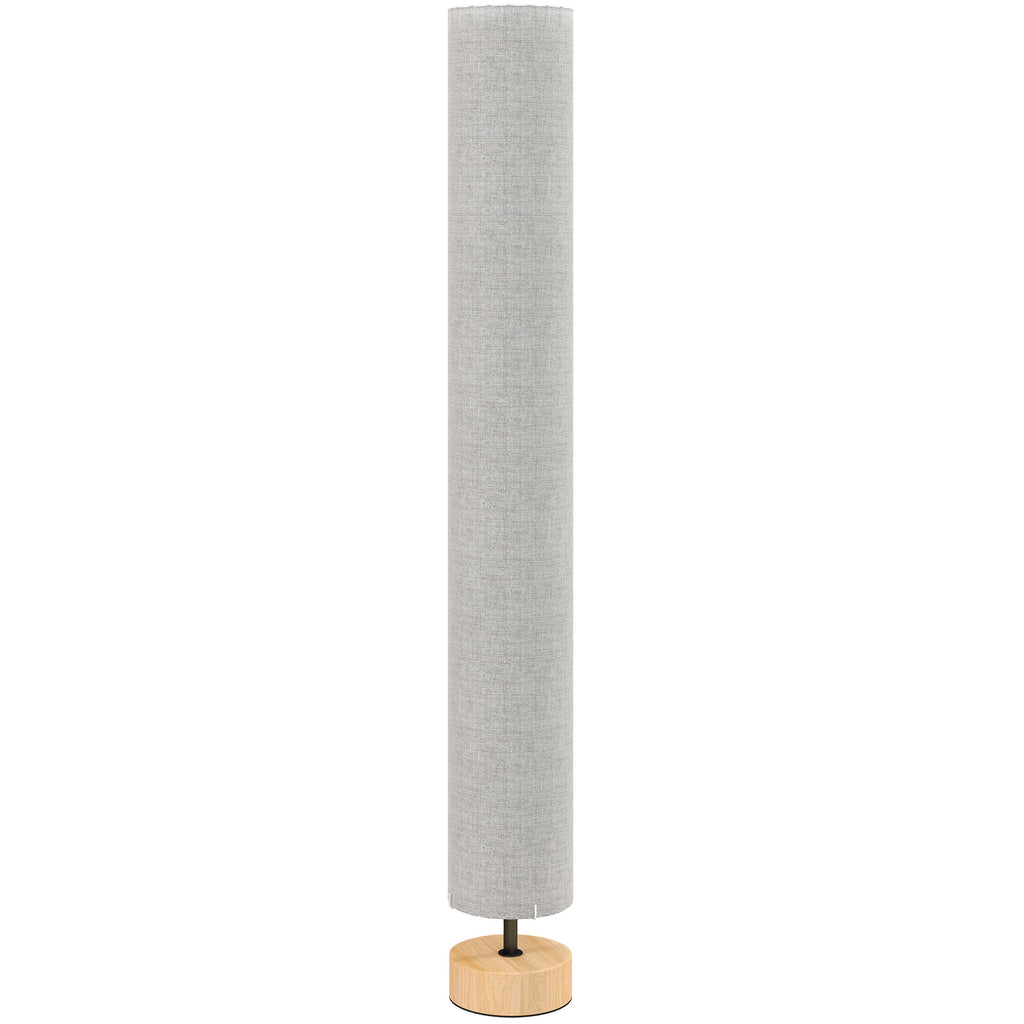 Lámpara de pie de lino gris con 2 luces E27 e interruptor de pedal