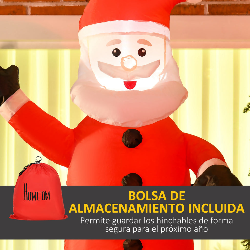 Bolsa de almacenamiento incluida con el Papá Noel hinchable y detalle de su cara sonriente