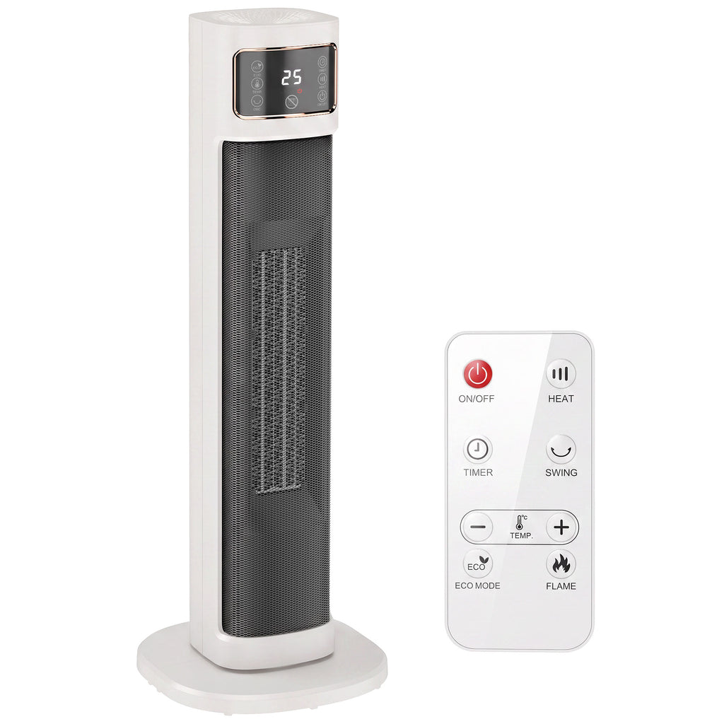 Calefactor de torre cerámico PTC de 2000 W blanco sobre fondo blanco
