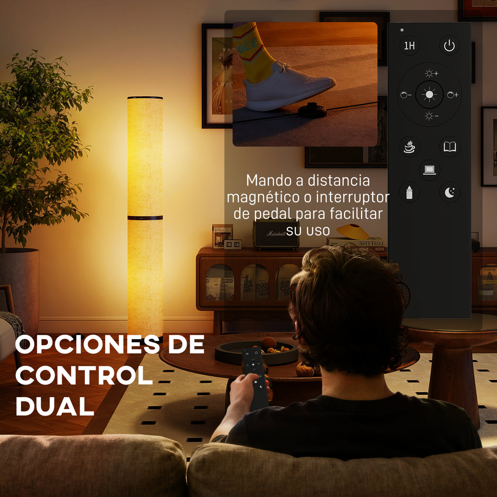 Opciones de control dual: mando a distancia magnético o interruptor de pedal de la lámpara de pie