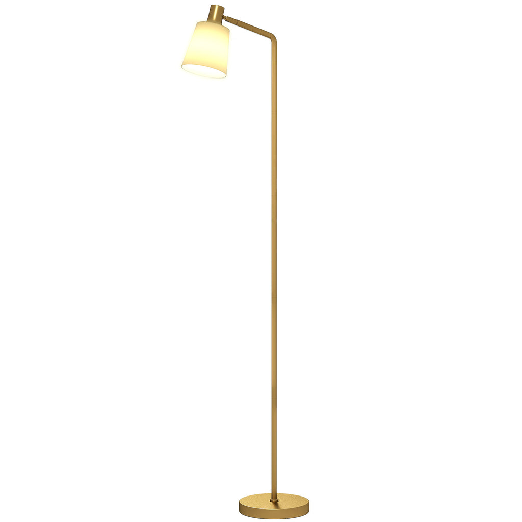 Lámpara de pie LED blanca y dorada con pantalla giratoria, vista 11